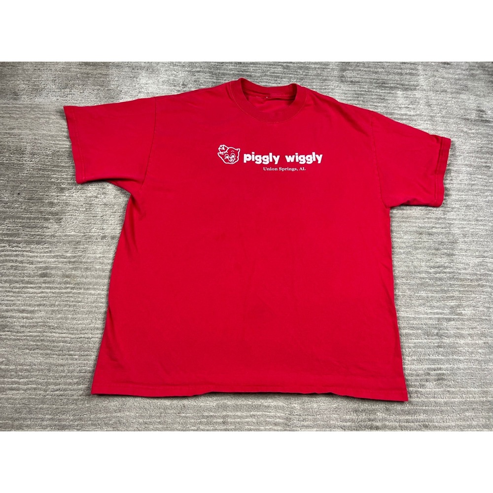 Piggly Wiggly T-Shirt Mens XL Red Union Springs AL Eat Like A Hog Graphic Tee